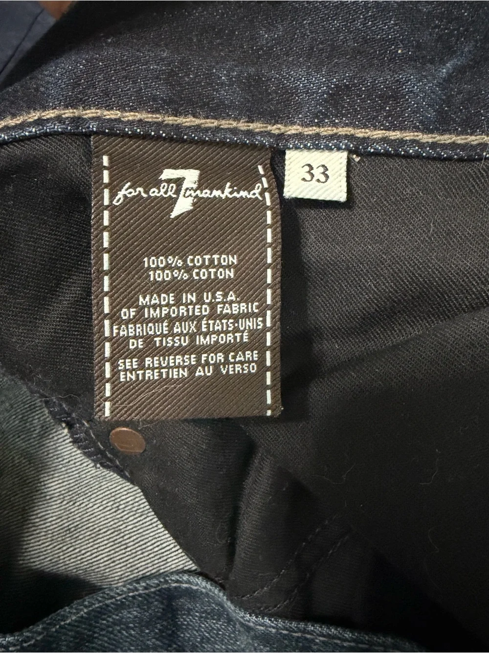 7 for all mankind Austyn men’s size 33 dark wash straight leg Jeans